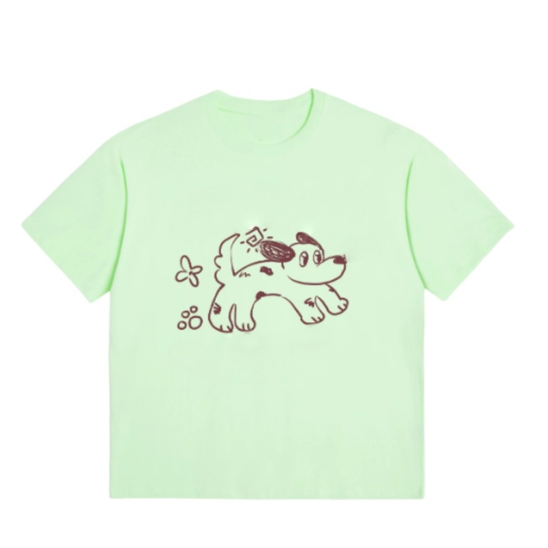 Doodle Puppy Animal T-Shirt — Light Green