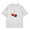 Trendy Bow & Cherry Print T-Shirt — Gray