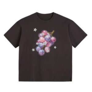 Grape Print Hip-Hop Style T-Shirt — Dark Plum Purple