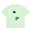 Leaf-Print Simple T-Shirt — Light Green